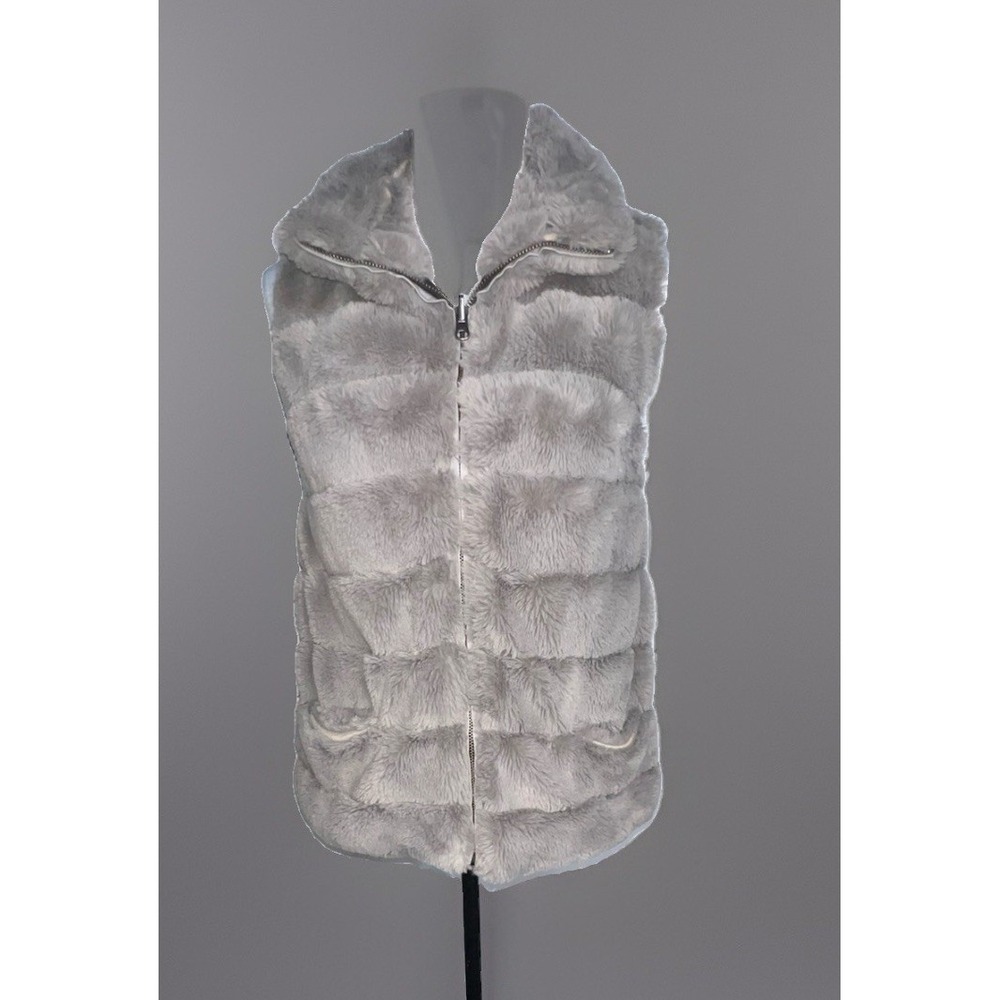 Dylan Los Angeles Faux Fur Reversible Puffer Nylonish Zip Vest Jacket Women's S